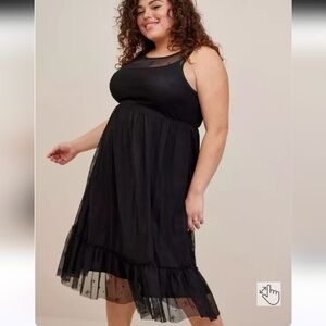 Torrid NWT Disney Minnie Mouse Black Sheer Bow Detail Dress 4X